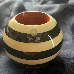 Swedish round black and white candle holder, Rotor, Svenskt Hantverk